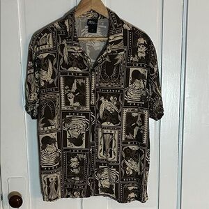 Over The Garden Wall Character Collage Woven Button-Up